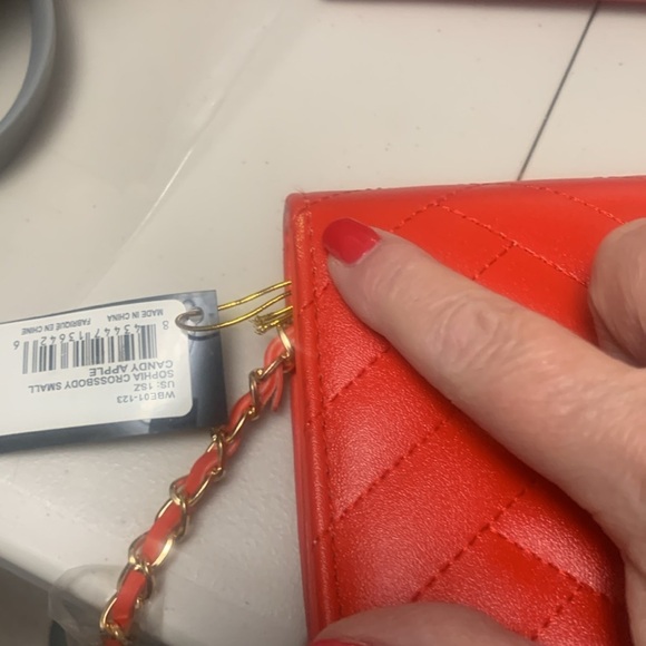 NWT Bebe Crossbody Sophia Quilted Handbag Chain Strap Purse Shoulder Cherry Red - Picture 12 of 12